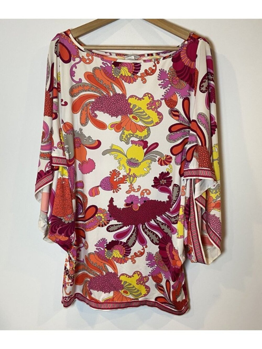 Trina Turk Swim Bathing Suit Cover Up Stretch Pink Orange Yellow Large L